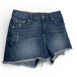 7 For All Mankind Cut Off Denim Shorts Raw Hem size 24